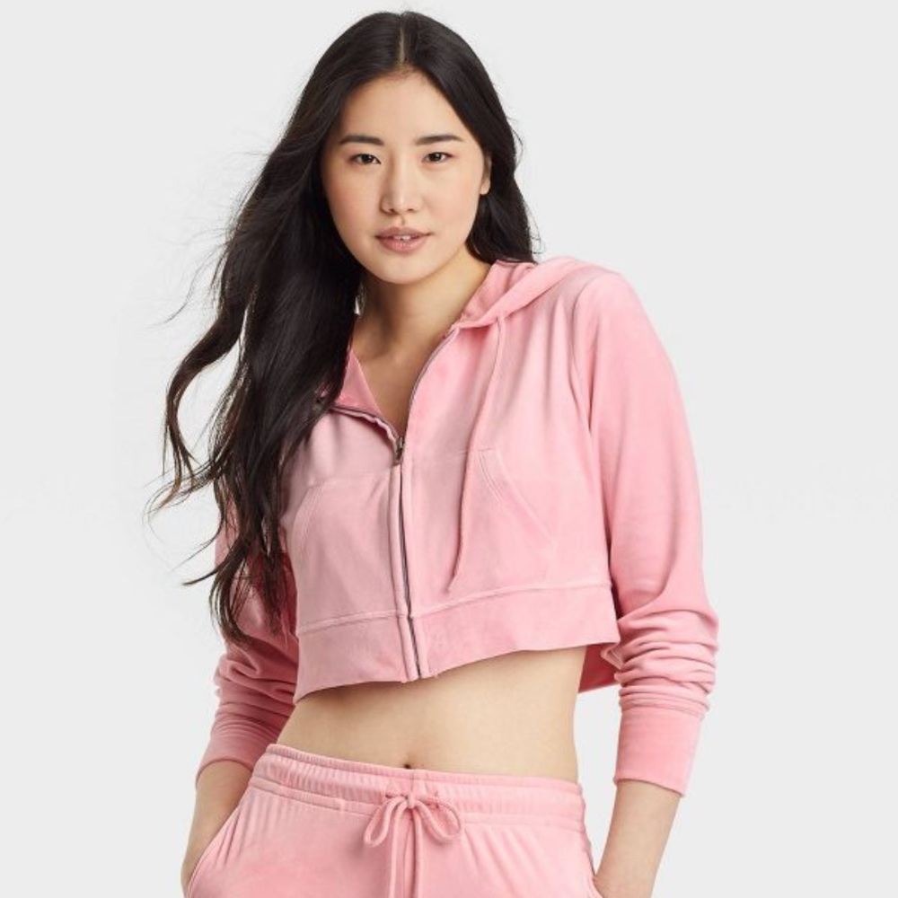 Colsie Soft Pink Zip-Up Cropped Hoodie. Size XS